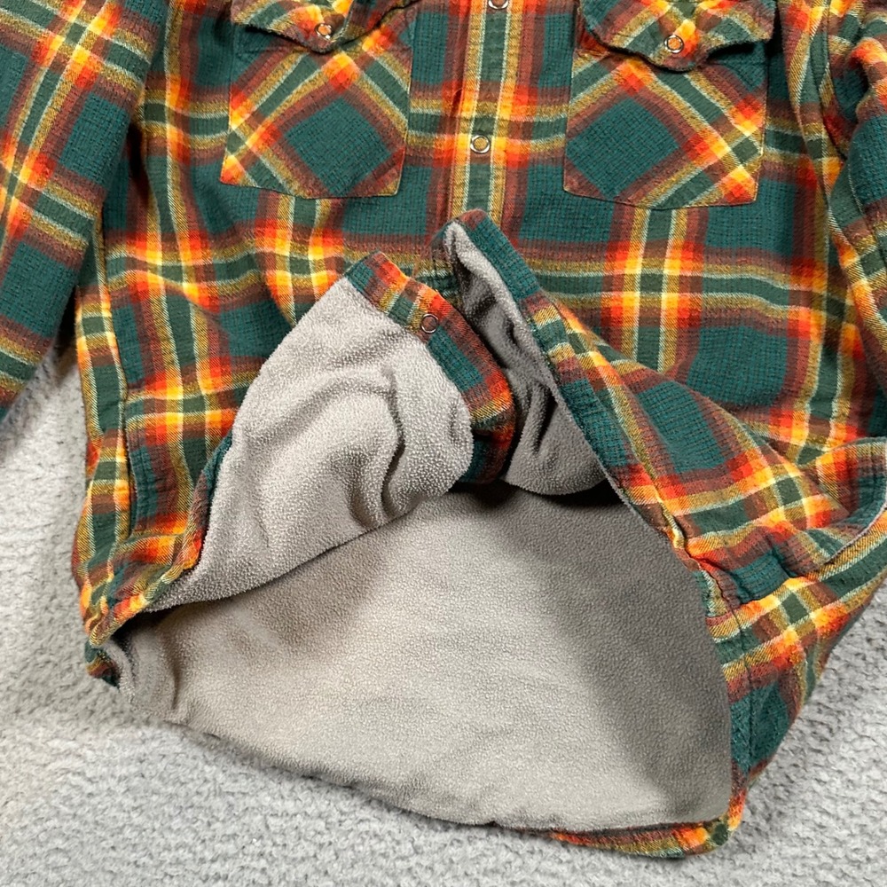 LL Bean Fleece Lined Plaid Flannel Hoodie Shirt Jacket Kids Large 14-16 Outdoor - Picture 11 of 16